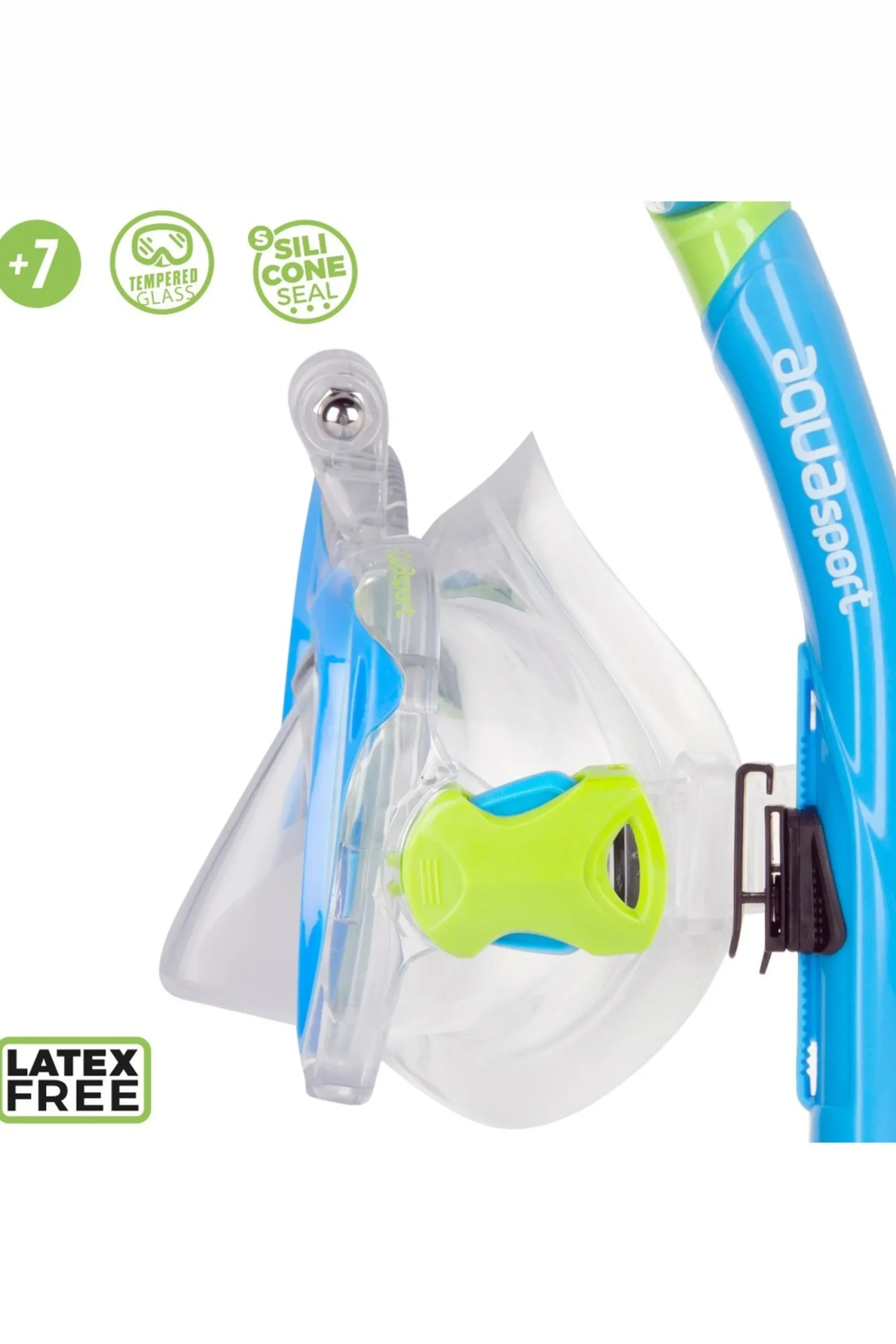 Aqua Sport Set Óculos De Mergulho Infantil E Snorkel C/suporte Para Câmera