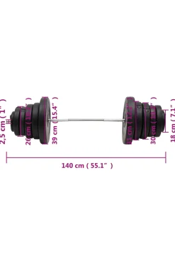 Vidaxl Barra Com Disco 2.5x140 CM