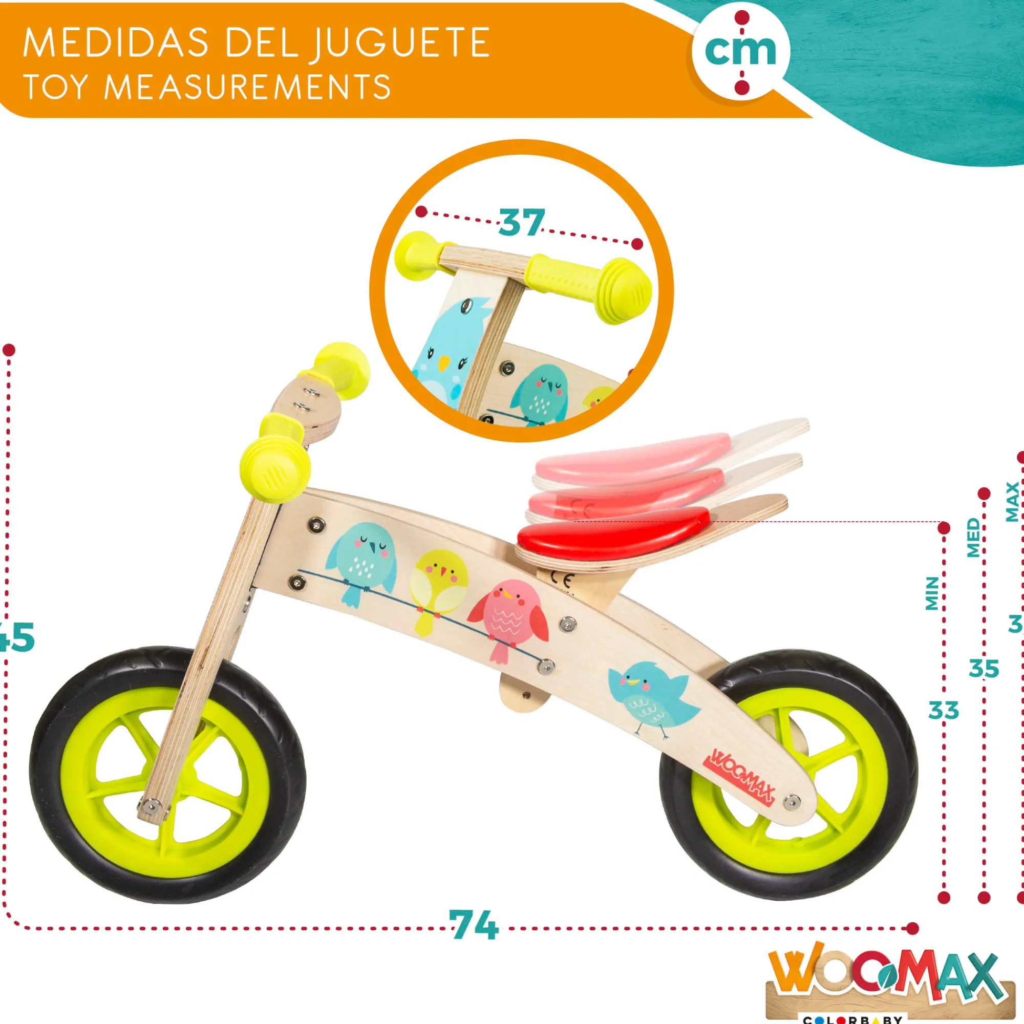 Woomax Bicicleta Sem Pedais Madeira