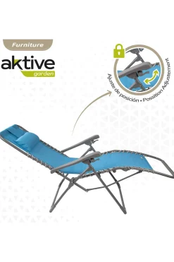 Aktive Cadeira Espreguiçadeira De Jardim Dobrável Gravidade Zero C/almofada