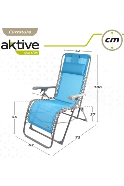 Aktive Cadeira Espreguiçadeira De Jardim Dobrável Gravidade Zero C/almofada