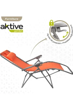 Aktive Cadeira Espreguiçadeira De Jardim Dobrável Gravidade Zero C/almofada