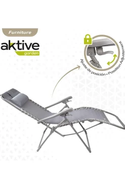 Aktive Cadeira Espreguiçadeira De Jardim Dobrável Gravidade Zero C/almofada