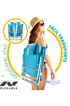 Aktive Cadeira Mochila Dobrável Alumínio Beach 5 Posições