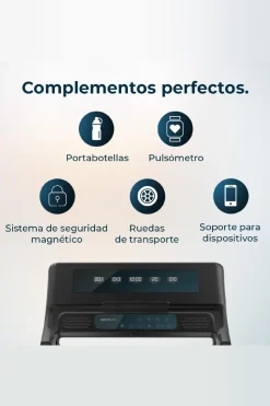 Cecotec Passadeira De Corrida Dobrável Com 1100 W De Potência. De 1 A 12 Km/h. 12 Programas Predefinidos. Painel De Controlo Led. Superfície De Corrida De 110 X 40 Cm. Dobrável, Com Rodas De Transporte, Sistema De Segurança Magnético, Monitor Cardiaco, Inclinação Manual E Suporte Para Dispositivos.