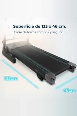 Cecotec Passadeira De Corrida Dobrável Com 2200 W De Potência Máxima. De 1 A 18 Km/h. 12 Programas Pré-definidos. Painel De Controlo Led. Superfície De Corrida 133x46 CM Com Amortecimento. Sistema De Inclinação Manual E Sistema De Dobragem Vertical Automático. Halteres E Barra De Abdominais. Dobrável, Com Rodas De Transporte, Monitor Cardiaco, Sistema De Segurança Magnético, Porta-garrafas E Suporte Para Dispositivos.