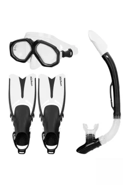 Aqua Sport Conjunto De Óculos De Mergulho Para Adulto Com Tubo E Barbatanas Tamanho 42,5-47