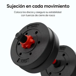 Ksix Conjunto De Pesos De 10 Kg: Halteres + Barra + Kettlebell + Discos De Peso