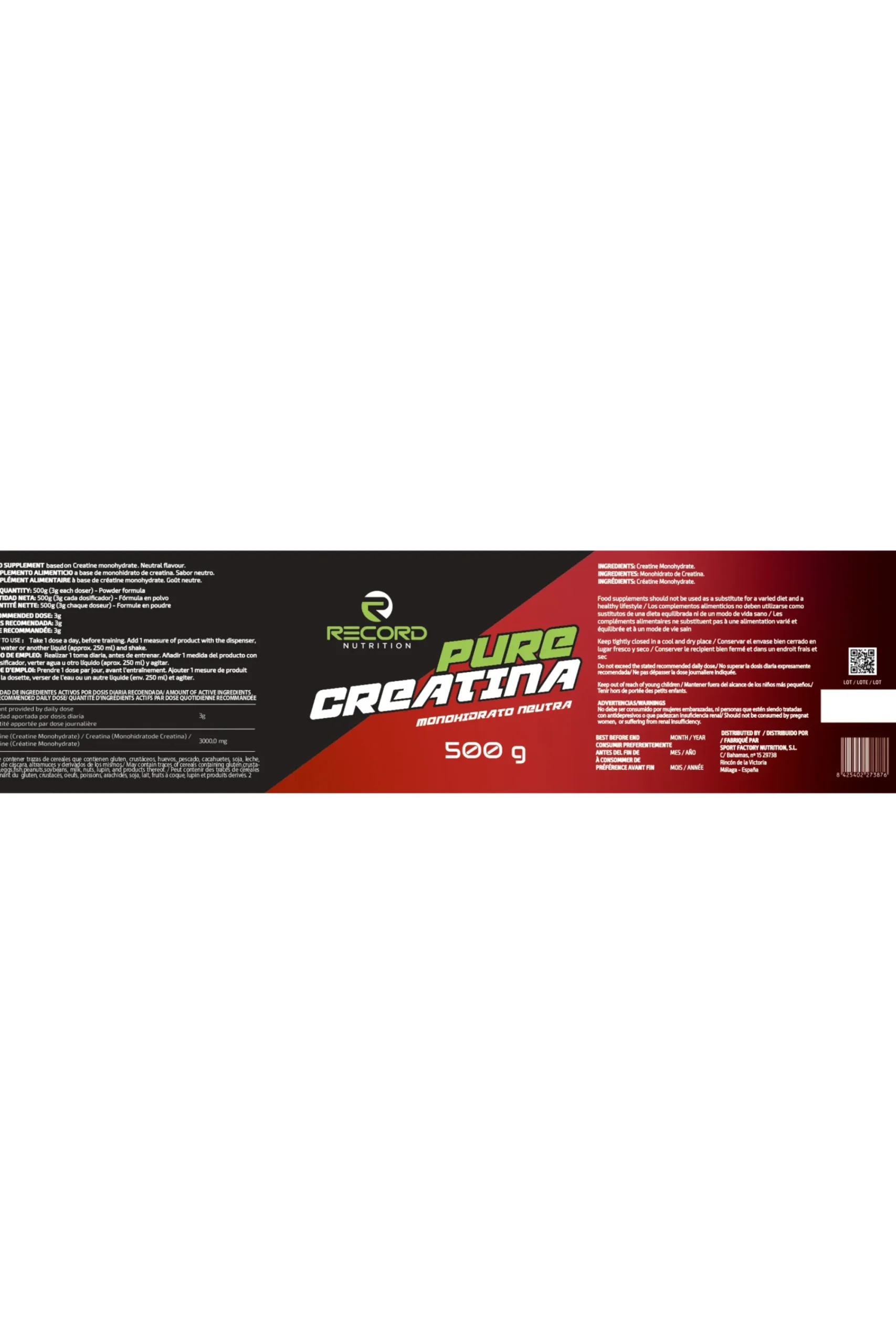 Ozio Fitness Creatina Pura Monohidratada Sabor Neutro 500 G