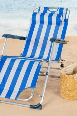 Aktive Espreguiçadeira De Praia Dobrável Multiposições Com Almofada
