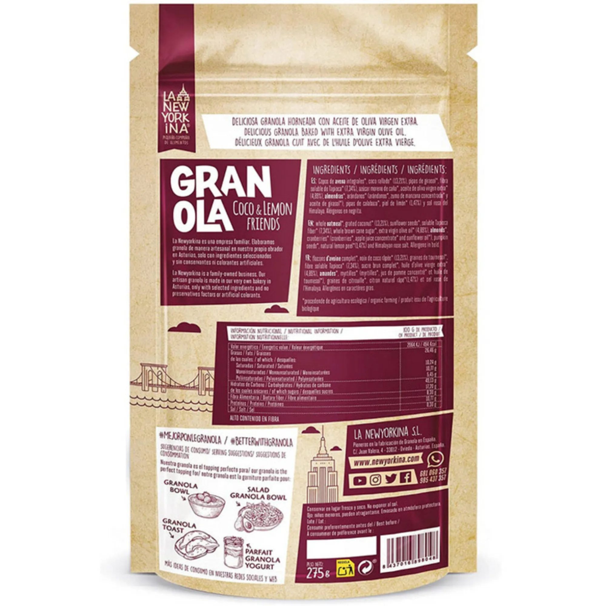 La Newyorkina Granola Coco E Limão 275gr