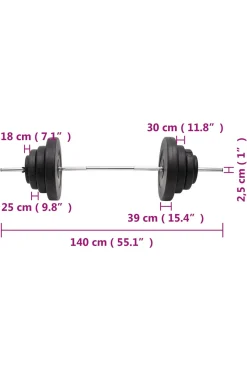 Vidaxl Haltere Com Discos 2.5x140 CM