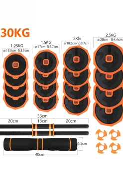 Ozio Fitness Kit De Halteres Ajustáveis 2 Em 1 De 30 Kg Com Pesos Poligonais Para Fitness