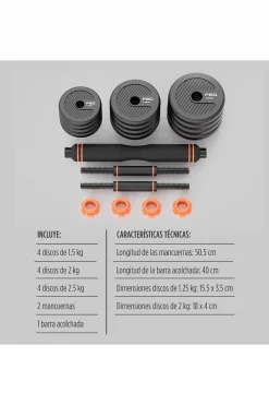 Fed Kit De Peso : Halteres (pesos + Barras) + Barra + Sensor Inteligente