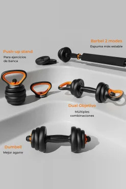 Fed Kit De Pesos V2 10 Kg : Halteres (pesos + Barras) + Barra + Kettlebell