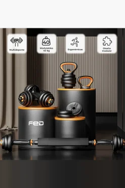 Fed Kit De Pesos V2 : Halteres (pesos + Barras) + Barra + Kettlebell