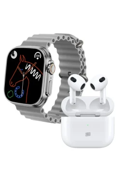 Klack ® S8ultra Grey Smartwatch® Sport Pack E Auscultadores ® Pro 6s Bluetooth