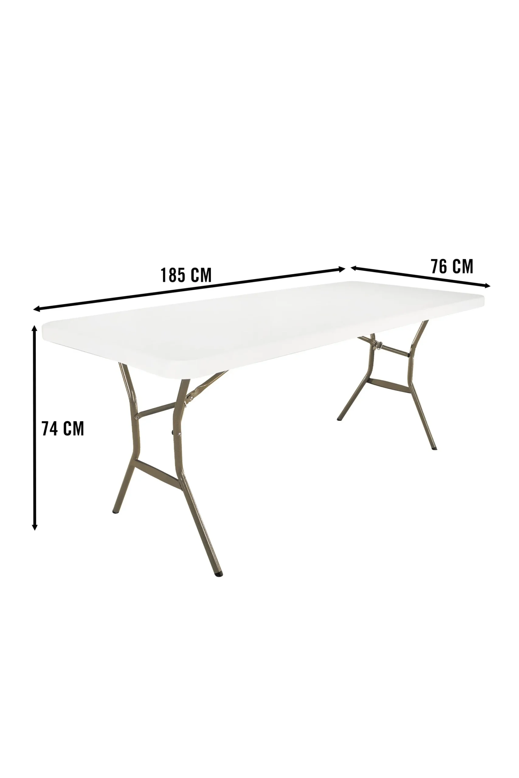 Lifetime Mesa Rectangular Com Pernas Dobráveis Em Creme 185x76x74 CM