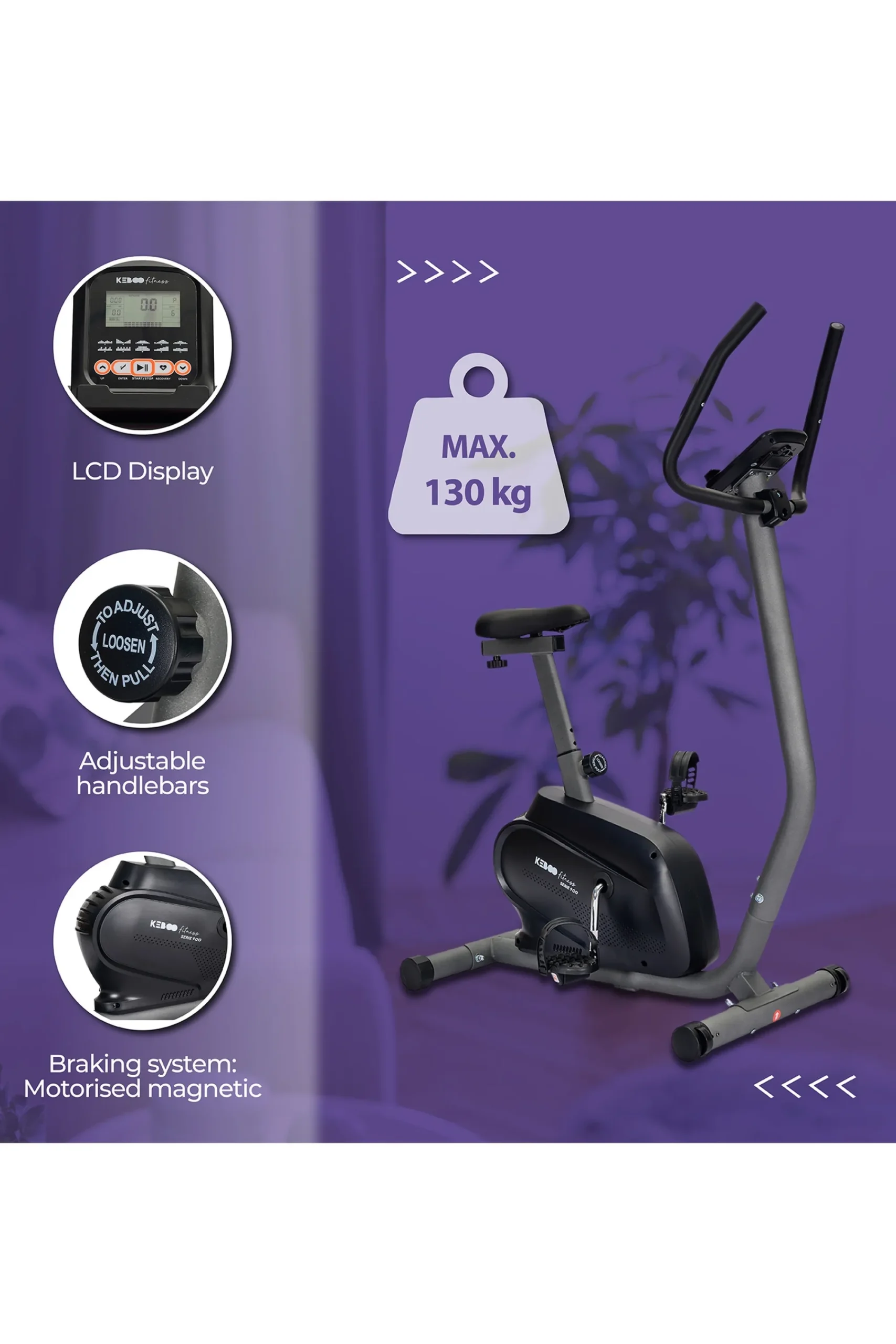 Keboo Pacote De Bicicleta Estática 900 98x51x132 CM 16 Velocidades E 6