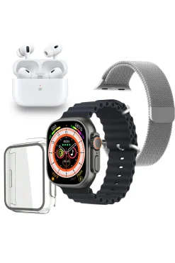 Klack Smartwatch Com Auriculares Bluetooth Pro Ultra 9.0, Pulseira Metálica Extra E Capa Protetora -
