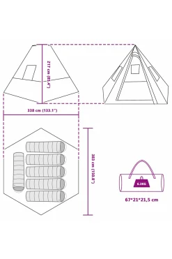 Vidaxl Tenda Camping 383 X 338 X 217 CM