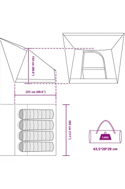 Vidaxl Tenda Camping 282 X 225 X 154 CM