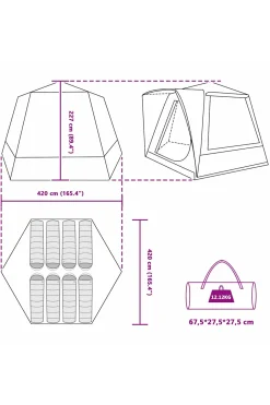 Vidaxl Tenda Camping 420 X 420 X 227 CM