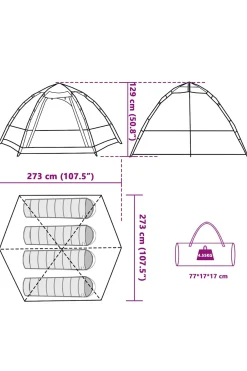 Vidaxl Tenda De Campismo Cabana Para 4 Pessoas Libertação Rápida 273 X 273 X 129 CM
