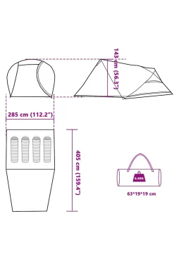 Vidaxl Tenda De Campismo Cúpula Para 4 Pessoas Impermeável 278 X 215 X 110/126 CM