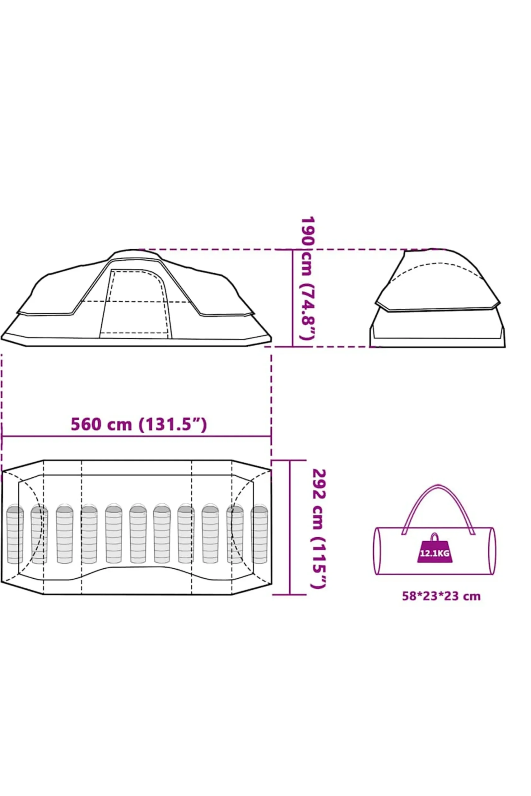 Vidaxl Tenda De Campismo Familiar Para 11 Pessoas
