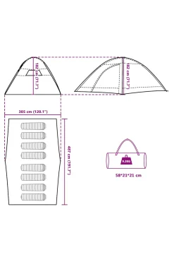 Vidaxl Tenda De Campismo Para 8 Pessoas Tecido Impermeável 487 X 305 X 182 CM