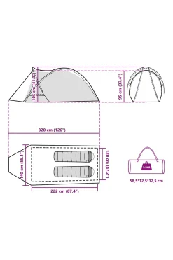 Vidaxl Tenda De Campismo P/ 2 Pessoas 320x140x120 CM Tafetá 185t