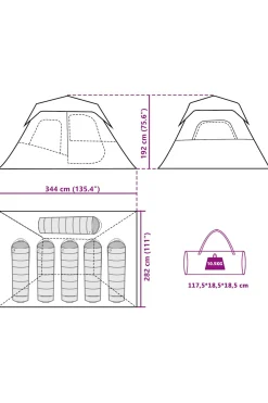 Vidaxl Tenda De Campismo Para 6 Pessoas 344 X 282 X 192 CM