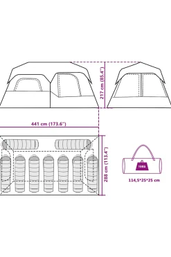 Vidaxl Tenda De Campismo Para 9 Pessoas 441 X 288 X 217 CM