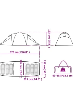 Vidaxl Tenda De Campismo 6 Pessoas 215 X 185 X 150 CM