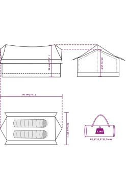 Vidaxl Tenda De Campismo 2 Pessoas 193x122x96 CM