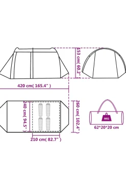 Vidaxl Tenda De Campismo 4 Pessoas 210 X 240 X 143 CM