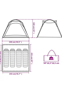 Vidaxl Tenda De Campismo 4 Pessoas 240 X 221 X 160 CM