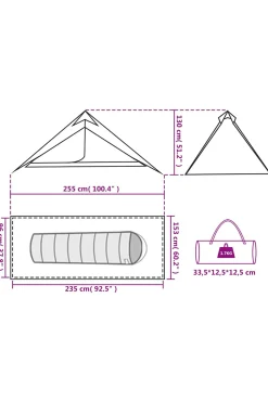 Vidaxl Tenda De Campismo 1 Pessoa 255x153x130 CM