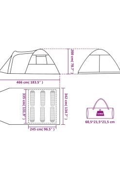 Vidaxl Tenda De Campismo 6 Pessoas 245 X 335 X 195 CM