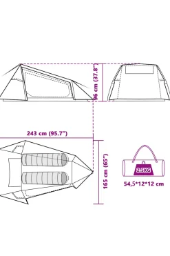 Vidaxl Tenda De Campismo Tecido Opaco Impermeável 222x140x85 CM