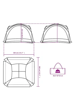 Vidaxl Tenda De Campismo 360 X 360 X 215 CM