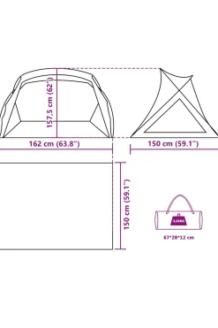 Vidaxl Tenda De Praia 2 Pessoas Impermeável 150/256x162x157,5 CM