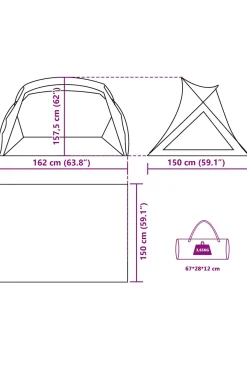Vidaxl Tenda De Praia 2 Pessoas Impermeável 150/256x162x157,5 CM