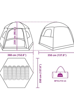 Vidaxl Tenda Familiar Estilo Igloo Para 6 Pessoas Impermeável 388x350x230 CM