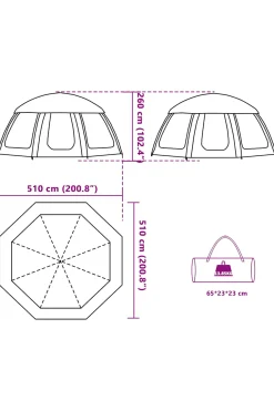 Vidaxl Tenda Para Piscina Com Mosca Amovível E Paredes De Rede 510 X 510 CM