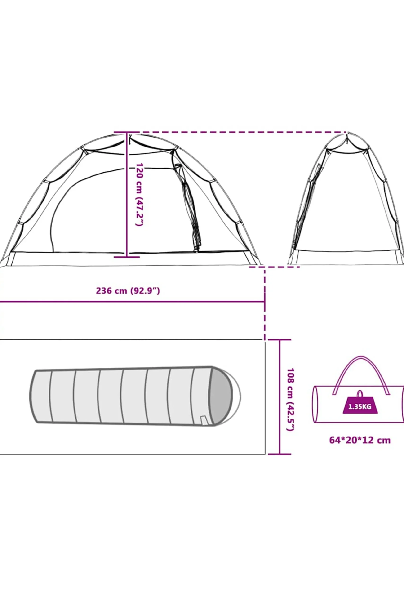 Vidaxl Tienda Con Techo Otro Manual 236 X 108 X 120 CM